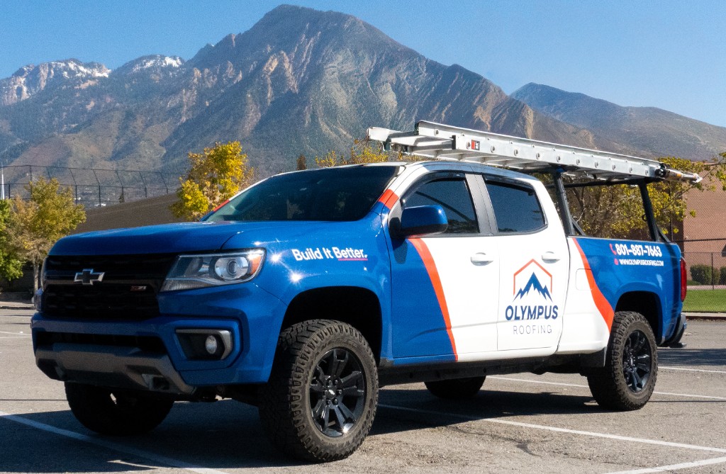 Olympus Roofing wrapped truck