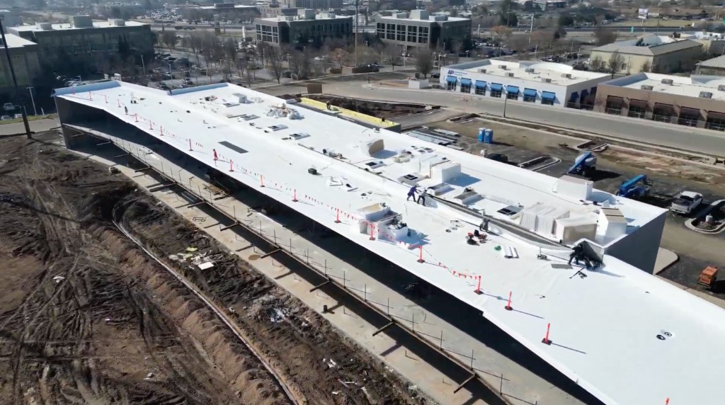 Perry Clark Roofing commercial flat roof replacement in progress